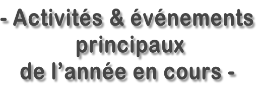 - Activités & événements  principaux  de l’année en cours -